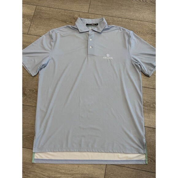 RLX Ralph Lauren Golf Polo Mens Size Large Blue Polka Dots All Over Pattern - Picture 2 of 6